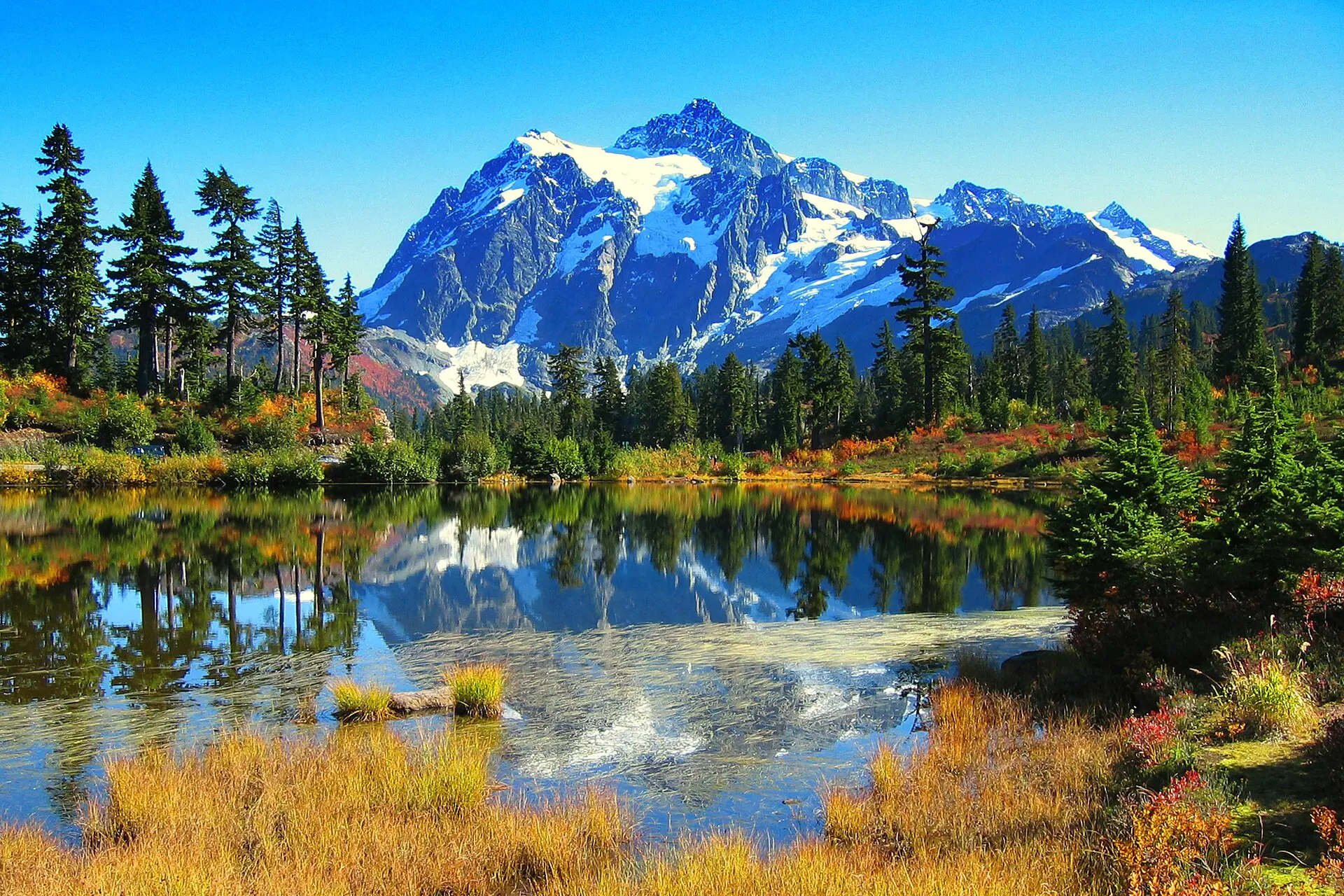 Mount Shuksan reflected in Picture Lake